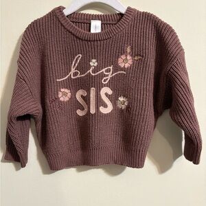 Modern Moments Gerber Big Sister sweater 12M rib-knit pullover floral embroidery